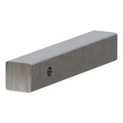 Weld-on raw steel trailer hitch bar shank with a clean, rectangular structure and a central hole for versatile installation.