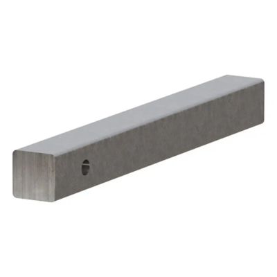 Weld-on raw steel trailer hitch bar shank with square design and smooth, unfinished surface, featuring a single hole.