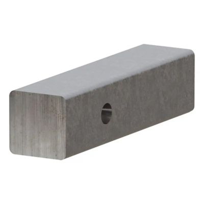 Weld-on raw steel trailer hitch bar shank with smooth surface and central hole for secure attachment.