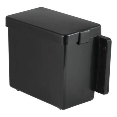 Lockable black trailer breakaway battery case, showcasing durable design and secure latch mechanism.