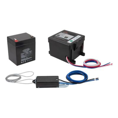 Trailer breakaway switch kit system with battery, showing cables and components for enhanced safety and testing.