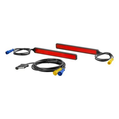 LED light strips with cables for hitch cargo carriers and bike racks, featuring vibrant red lights, 2-pack set.