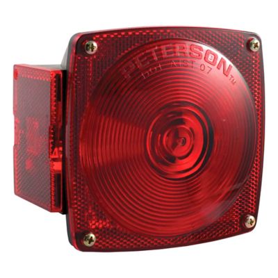 Red replacement trailer light for driver side with stop, tail, and turn functions, featuring a rounded lens and durable design.