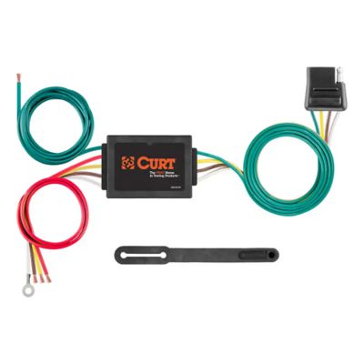CURT 56130 trailer tail light converter with colorful wiring harness and black mounting bracket displayed on a white background.