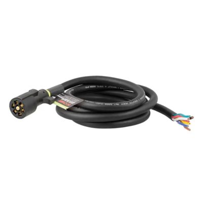 7-Pin RV Blade Trailer Wiring Harness Plug with blunt-cut wires, ideal for trailer connections and electrical hookups.