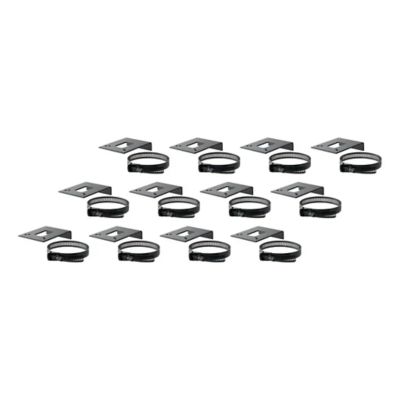 Clamp-on bracket mounts for vehicle trailer wiring harness, set of 12 for 4-way, 5-way, or 6-way connections.