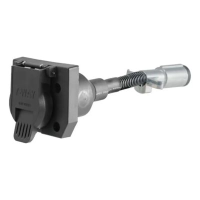 Trailer wiring adapter, 6-way round to 7-way RV blade, showcasing durable construction and vehicle-side connector features.