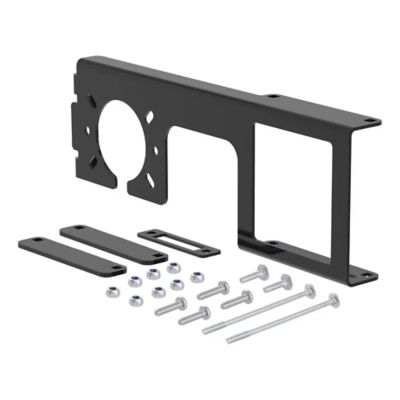 Trailer wiring connector mounting bracket set with bolts and nuts for easy installation, suitable for flat and round connectors.