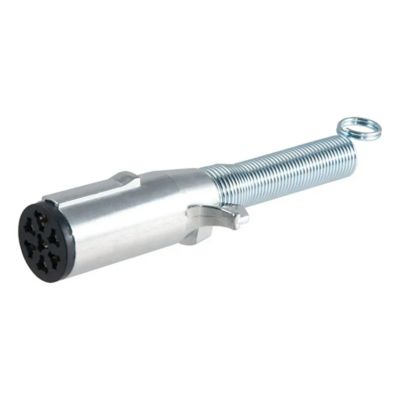 Trailer-side 7-pin round wiring harness socket with spring, designed for secure and efficient electrical connections.