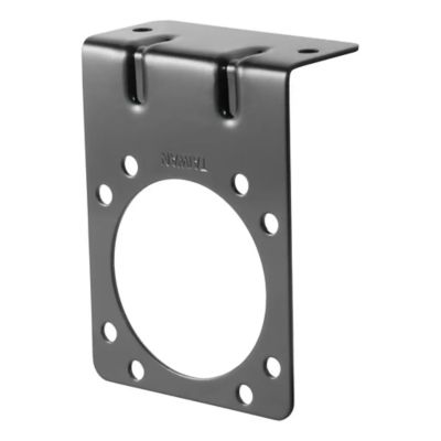 Trailer wiring harness mounting bracket for 7-way RV blade, featuring multiple holes for secure vehicle-side installation.