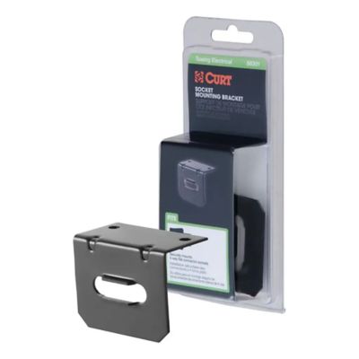 CURT 58301 vehicle-side trailer wiring harness bracket for 4-way flat, displayed in package with mounting hardware.