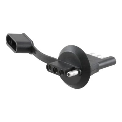 Vehicle-side trailer wiring adapter with flat design, compatible with license plate light holes, black color.