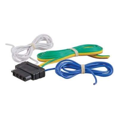 Vehicle-side 5-pin flat trailer wiring harness with multicolored wires and connector, designed for easy installation.