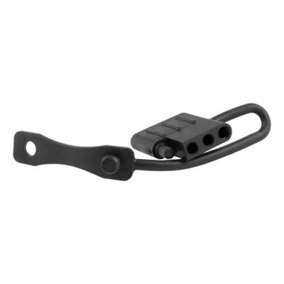 Black 4-pin flat trailer wiring harness connector with attached dust cover. Ideal for trailer-side electrical connections.