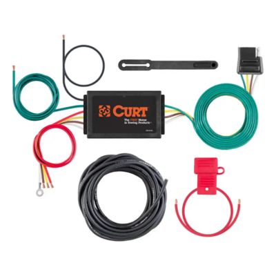 Trailer tail light converter kit with wiring harness, connectors, and mounting components. Ideal for efficient towing setup.