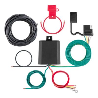 Weather-resistant trailer light converter kit with 4-pin wiring harness, showing black box and multiple colored cables.