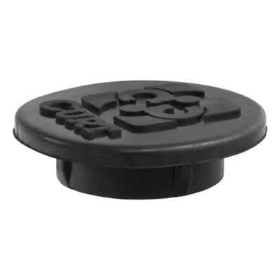 Black rubber gooseneck hitch cover by CURT, featuring a durable design and embossed branding for secure vehicle protection.
