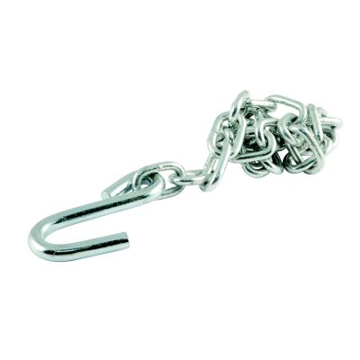 Trailer safety chain with sturdy S hook, designed for secure towing and 2,000 lbs break strength. Ideal for trailers.