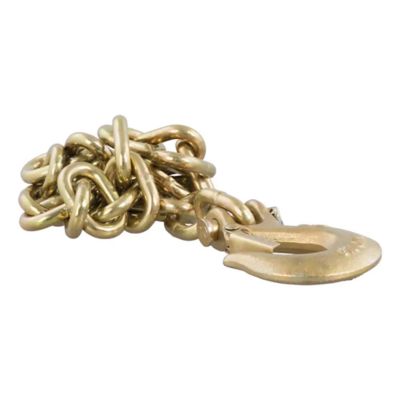 Trailer safety chain with durable clevis snap hook, showcasing heavy-duty links designed for high break strength.