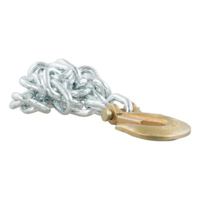 Trailer safety chain with clevis snap hook, showcasing durable links and robust design for secure towing.
