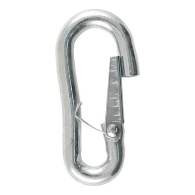 Snap hook trailer safety chain carabiner clip in silver, designed for secure and reliable load handling, up to 5,000 lbs capacity.