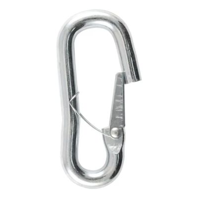 Heavy-duty trailer safety snap hook with a durable metal finish and spring-loaded gate for secure attachment.