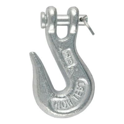 Forged steel clevis grab hook with pin, high strength load capacity, designed for secure connections and heavy-duty use.