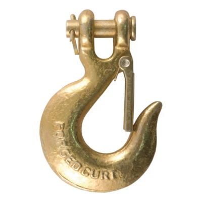 Forged steel clevis slip hook with safety latch, showcasing robust design and durability for heavy-duty applications.