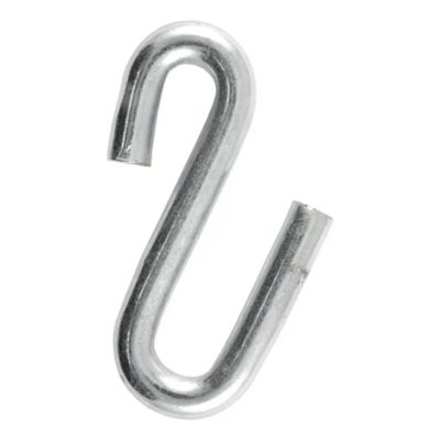 Shiny metal S-hook for trailer safety chain, CURT 81620, holds 7,600 lbs, showcasing durable and reliable design.