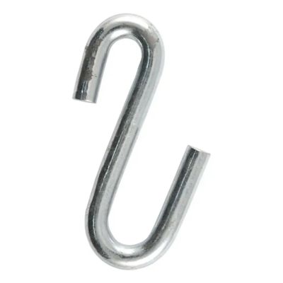 Steel S-hook for trailer safety chains supports up to 3,500 lbs, showcasing durable design for secure towing connections.