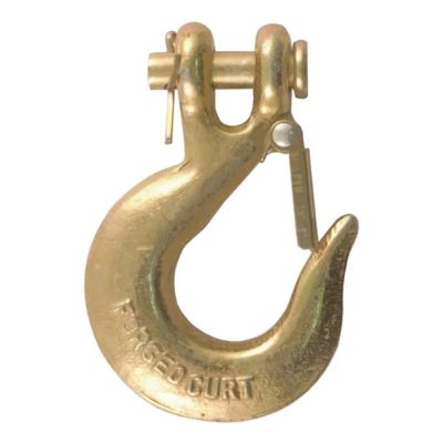 Forged steel clevis slip hook with safety latch, ideal for heavy-duty applications and secure connections.