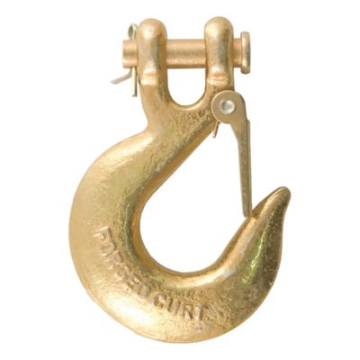 Forged steel clevis slip hook with safety latch; durable design perfect for heavy-duty towing applications.