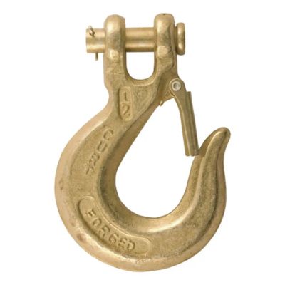 Forged steel clevis slip hook with safety latch, ideal for securing loads. Durable and sturdy design enhances safety.