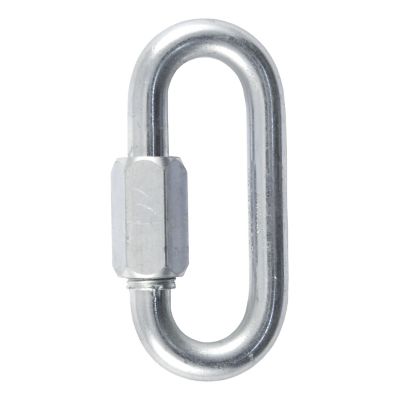 Threaded quick link trailer safety chain hook carabiner clip in silver, showcasing durable design and high break strength.