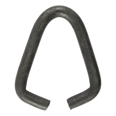 Raw steel joining link for durable connections, featuring a sturdy, open-ended loop design. Suitable for heavy-duty use.