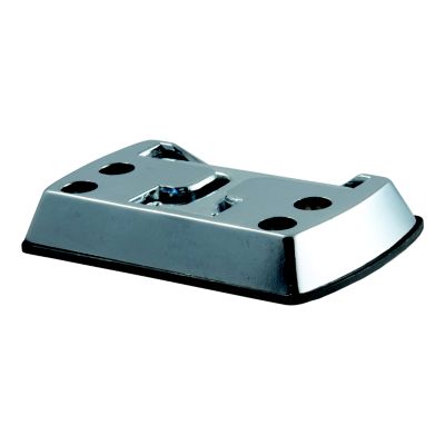 Fold-away rope hook tie down anchor with chrome finish and holes for screws, capable of supporting heavy loads.