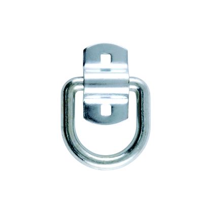 Surface-mounted trailer D-ring tie-down anchor, heavy-duty, chrome finish, robust and reliable for secure cargo transport.