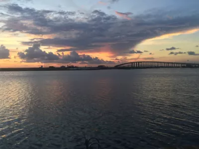 sunset over the bridge