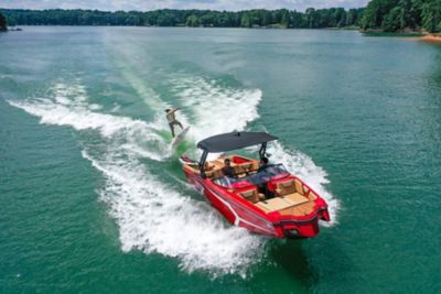 Wakeboarder Flipping Behind Heyday Wake Boat