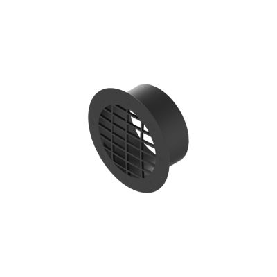 Black fixed vent for air ducts, model Whale DX6536B, with a sleek, round design and a grid pattern for efficient airflow.
