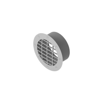 Grey round air duct vent with grid pattern, ideal for heating systems and ventilation, showcases durable and sleek design.