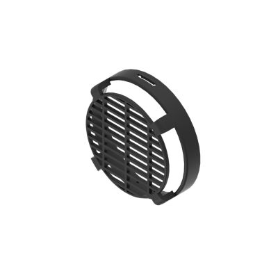 Black air duct grille with a circular design and horizontal slats, enhancing airflow efficiency in heating systems.