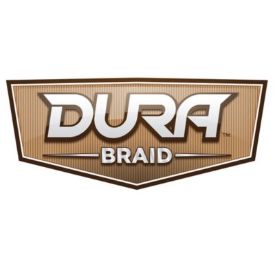 Dura Braid sleeving logo in brown and white, highlighting its durability and flexibility for protective cable management.