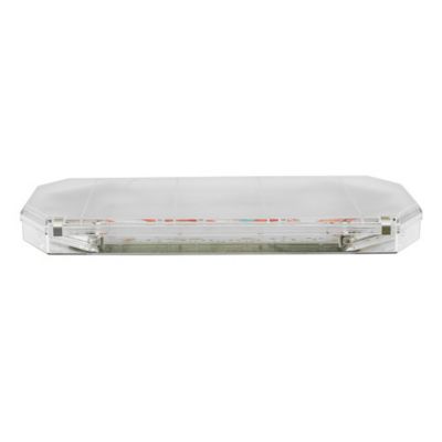Clear rectangular lightbar with a sleek design, showcasing internal colorful LEDs within a transparent casing.