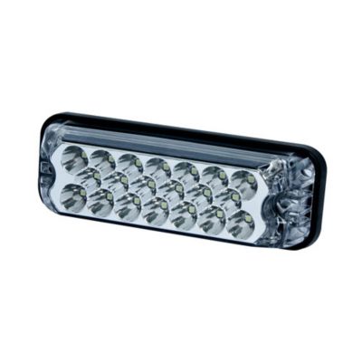 Amber ECCO 3811A surface mount LED with quad flash, featuring a sleek rectangular design and multiple circular lights.