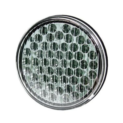 Round blue LED grommet mount light with textured surface and modern design, ideal for vehicle safety illumination.
