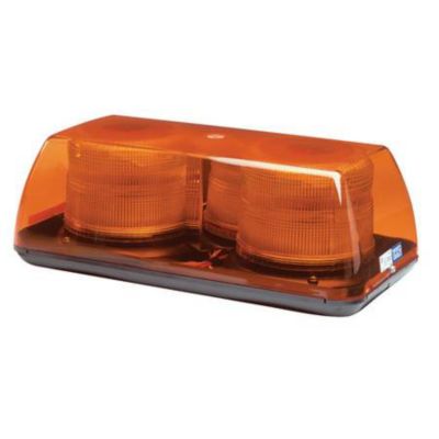 Amber ECCO rotating mini bar with dual lens, permanent mount design for safety and visibility enhancement.