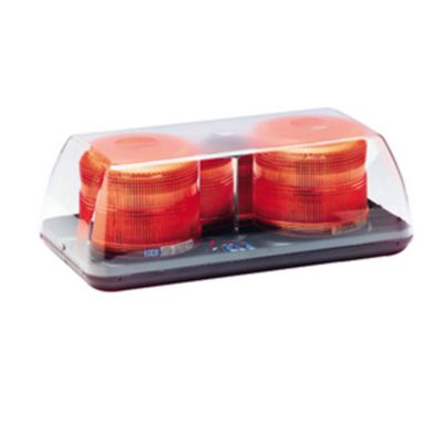Clear dome strobe minibar with amber lenses, ideal for safety and visibility in ECCO 5350 Series vehicles.