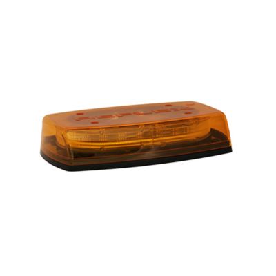 Amber LED emergency light bar with sleek design, black base, and robust construction ideal for safety and visibility enhancement.