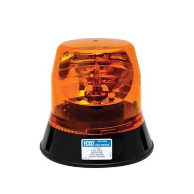 Amber rotating beacon light with a black base, featuring a low-profile design from the 5800 Series.